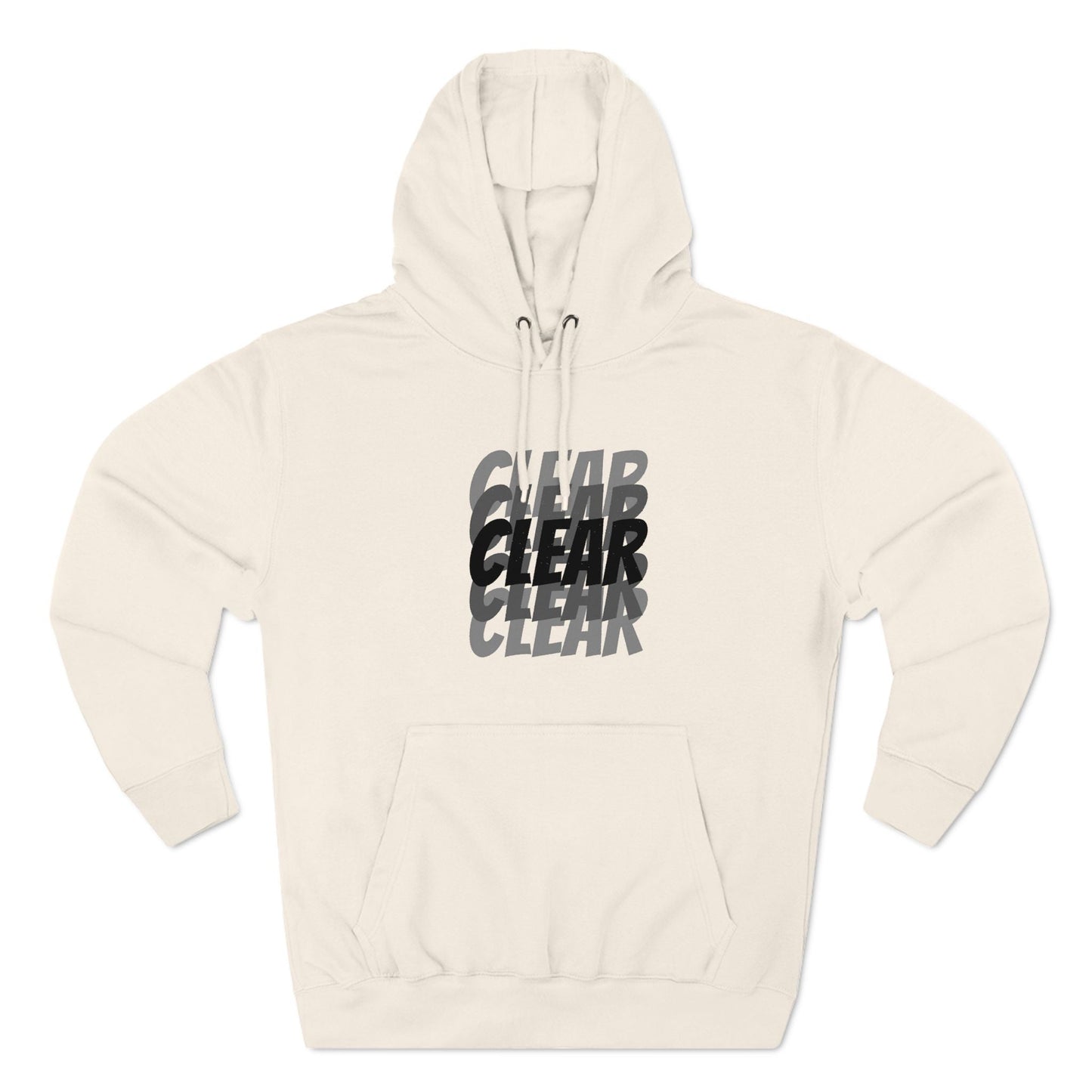 Clear three-panel fleece hoodie