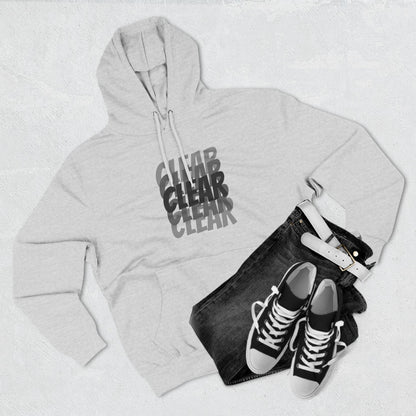 Clear three-panel fleece hoodie