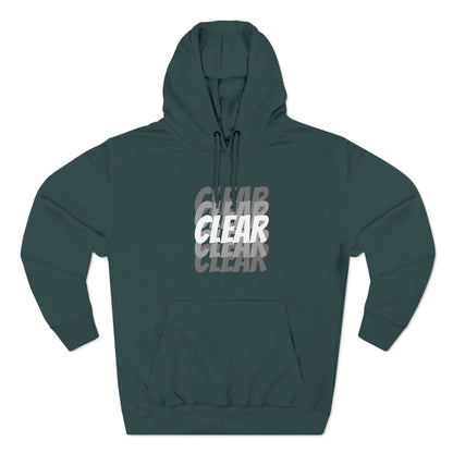 Clear three-panel fleece hoodie