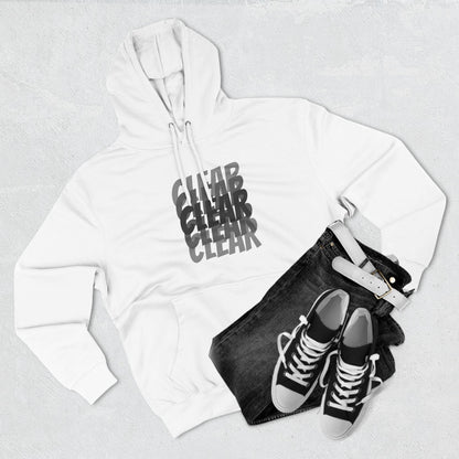 Clear three-panel fleece hoodie