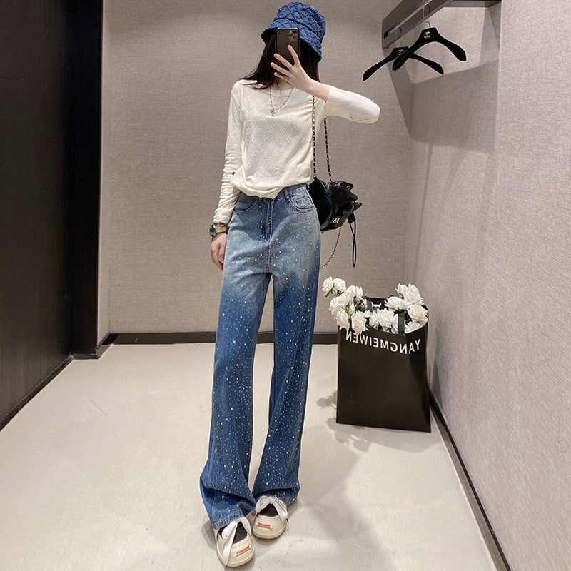 rhinestone wide-leg jeans for women alt