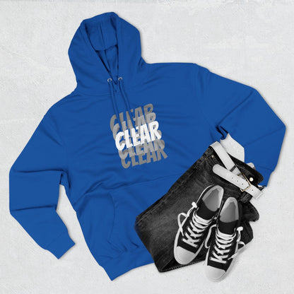 Clear three-panel fleece hoodie