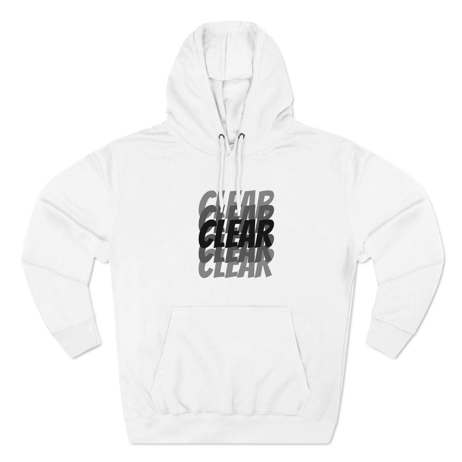 Clear three-panel fleece hoodie